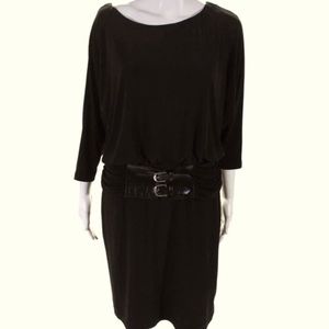 Adrianna Papell Black Double Belt Dress